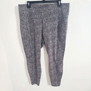 Athleta Black & White Textured Moto Tight Ankle Leggings, Size 1X